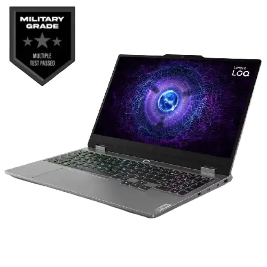 LENOVO LOQ 15IAX9 INTEL CORE i5-12450HX, 24GB (2x12GB) DDR5 4800 RAM, 512GB M.2 NVMe GEN4, 15.6 INCH FHD, NVIDIA GEFORCE RTX 4050 6GB, WHITE BACKLIT, LUNA GREY LAPTOP